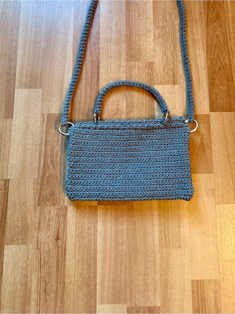 Handcrafted Gray Crochet Crossbody Bag
